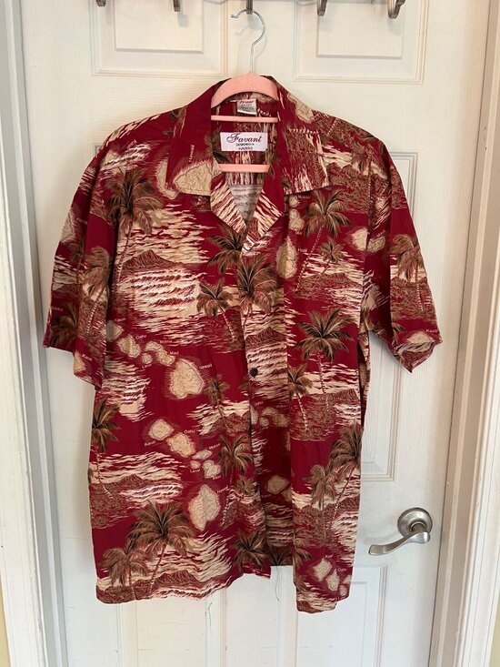 Favant Other - Favant  Hawaiian Short Sleeve Shirt Button Down Tropical Palm Trees Island XXL